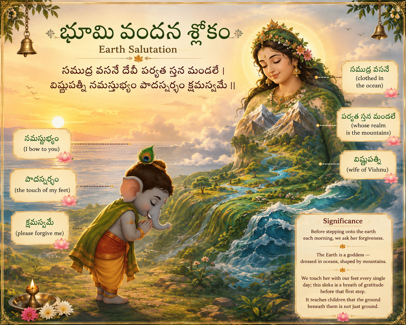 Earth Salutation — భూమి వందన శ్లోకం: full sloka with word-by-word meaning and significance