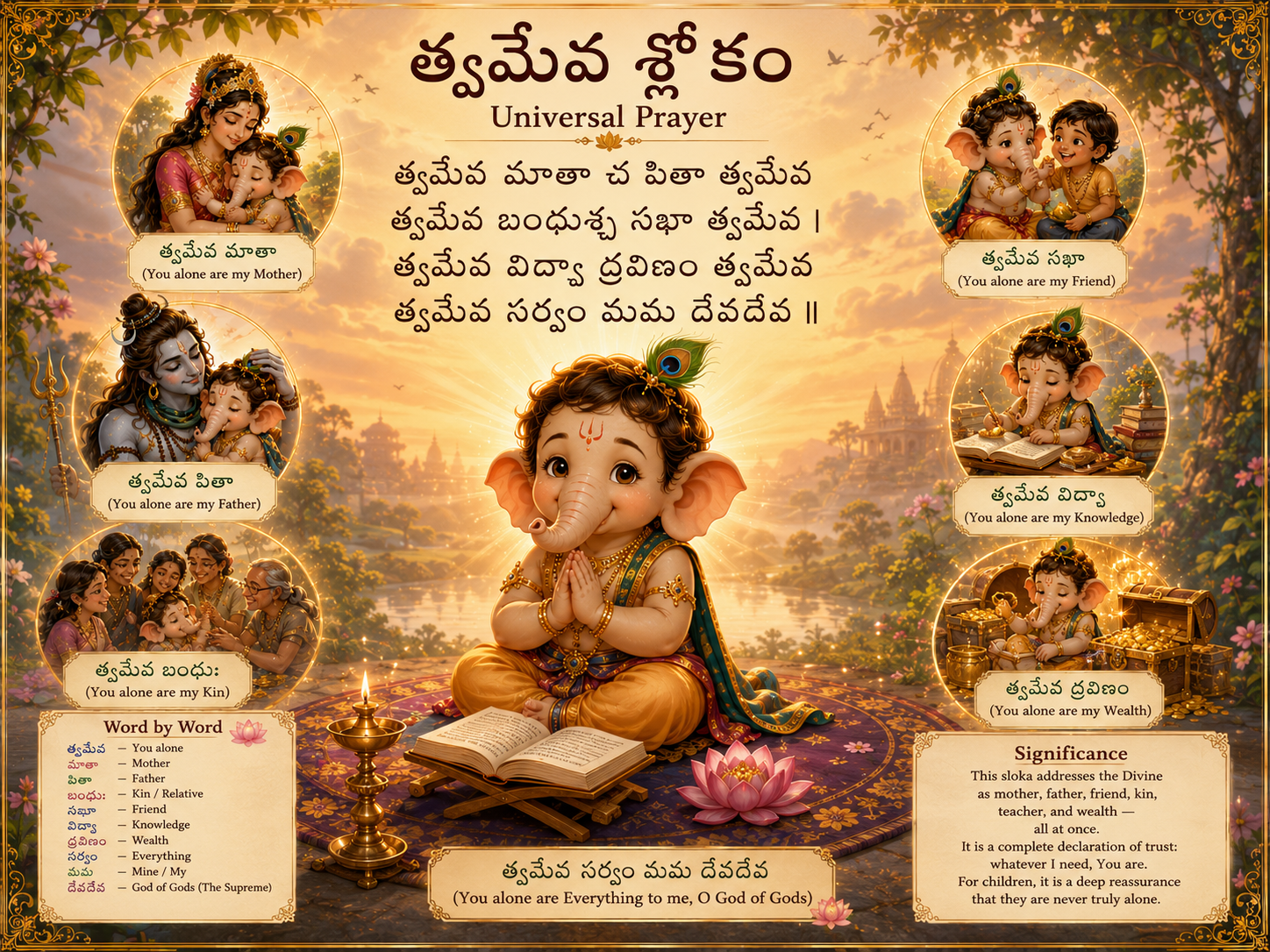 Universal Prayer — త్వమేవ శ్లోకం: full sloka with word-by-word meaning and significance